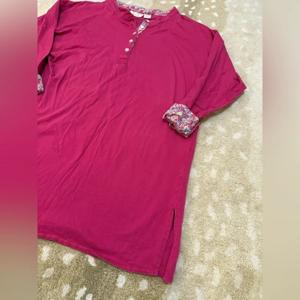 Victoria’s Secret gold label magenta pink floral lined print Henley women’s M/L - Picture 3 of 6